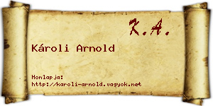 Károli Arnold névjegykártya